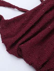 Chic Sleeveless Knitted Cami Dress For Women Burgundy Elegant Bodycon Long Gown With Split And Mermaid Hem, Perfect Party & Formal Attire Summer Dress - Burgundy - View 8