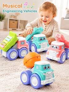 1pc Cute Music Truck Toy For Infants, With Piano, Guitar And Drum Functions, Excellent Early Education Sensory Friction Powered Vehicle, Toddler Gift - Multicolor - View 8