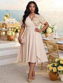 Fleurora Elegant Women's A-Line Party Dresses Formal Dress Elegant Dresses For Women Graduation Dress Wedding Festival Outfits For Women Graduation Summer - Apricot - View 5
