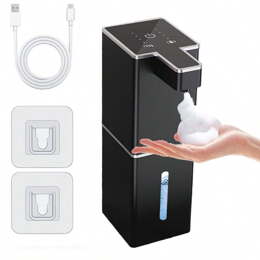 感應式泡沫皂液器 自動液體皂液器 自動洗手液皂液器 廚房皂液器 創新設計附可視視窗 可選液體與泡沫款 壁掛或檯面放置 通用 Type-C USB 充電 4 段可調出液量 380ml 容量 含壁貼 適用於辦公室、飯店、居家、學校等場景