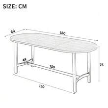 Mesa de comedor de 180 x 80 x 75 cm, apta para 6-8 personas, con esquinas redondeadas, estilo sencillo, patas de hierro, color negro. - Negro - Ver 2