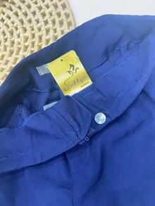 Shorts Marrant With Belt And Pocket, High Waist - 藏蓝色 - 查看 4