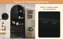 Tall Cabinet With Drawers And Doors, Free Standing Tall Arch Storage Unit For Kitchen And Living - 黑色 - 查看 3