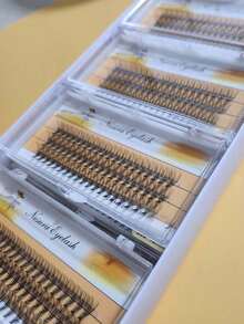 600片 20D 加厚加長 8-12mm 捲翹簇裝假睫毛接睫毛套組，600片 透感自然捲 D型防水睫毛簇，柔軟 DIY 居家用假睫毛 - C - 查看 2