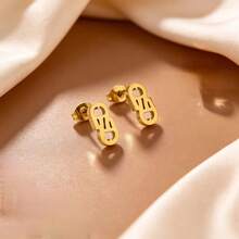 Premium 18K Gold Letter 3 PiecesJewelry Set, Rhinestone Studded Thin Chain Necklace, Bracelet And Earrings, Elegant Women's Accessories, Suitable For Daily Wear - Multicolor - View 3