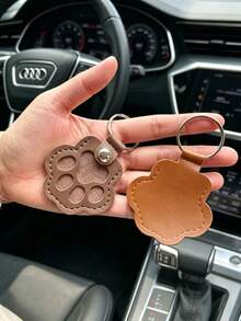 1pc Leather Paw Print Pet Memorial Keychain, Cat Dog Pet Hair Memorial Pendant, Portable Hair Storage Memorial Gift - Multicolor - View 5