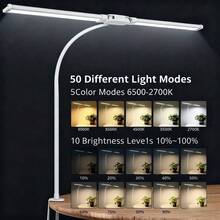 Dual Head Clip On LED Desk Lamp, Flexible Gooseneck USB Screen Monitor Light, 3 Color Temperature Dimmable Reading Light, Portable Clip Lamp For Office Drawing Study Computer Work - 1PC - View 5