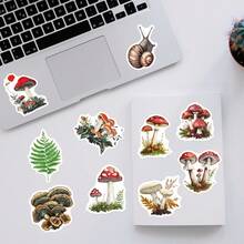 50Pcs Mushroom Stickers Scrapbook Aesthetic Stickers Funny Fall Forest Nature Stickers Decorations Dirt Bike Stickers Vinyl Waterproof Stickers For Water Bottle,Computer,Laptop,Phone,Luggage,Notebook,Fridge - Multicolor - View 8