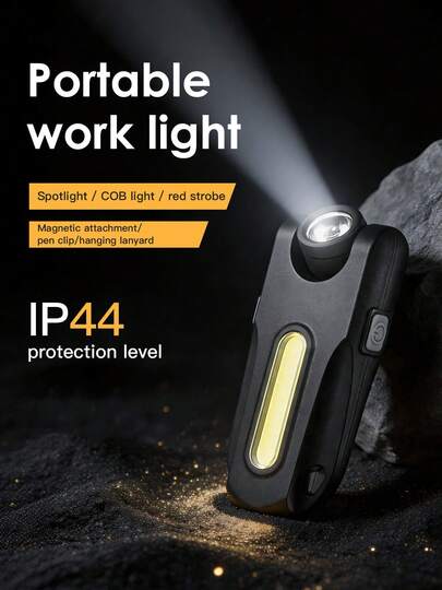 1/2PCS Rechargeable LED Flashlight, Cob Side Light-C Type Rechargeable, Portable Multifunctional Outdoor Flashlight With Clip/Magnet, Suitable For Hiking, Camping, Fishing, Running, Emergency Lighting