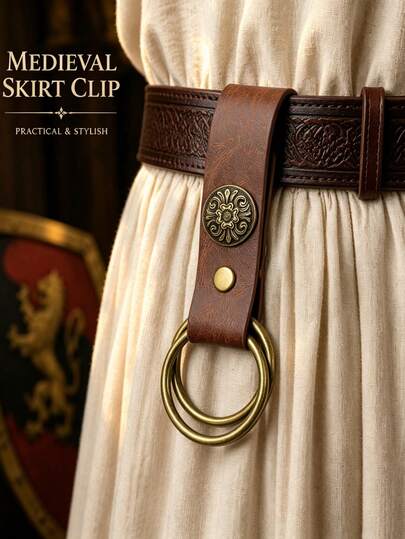 1pc Vintage Medieval Leather Skirt Clip | Viking Style Skirt Hem Fixer | Renaissance COS Costume Belt Decoration Accessory | Halloween Costume Prop