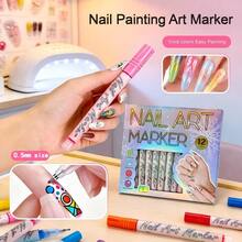 New Nail Art Markers 12 Colors/4 Colors Pack, Classic Nail Art Makeup Colors, Nail Art Painting Pens, DIY Painting Graffiti Nail Art Outlining Highlighting Pens, Nail Art Markers, ABS Makeup Marker Set, Suitable For Painting On Various Surfaces - Multicolor - View 12