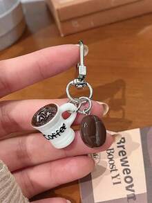 1pc Coffee Cup Keychain - Realistic Coffee Bean And Cup Design, Suitable For Coffee Lovers, Car Key, Bag Pendant, Can Be Used As A Small Gift Key Ring - Multicolor - View 1