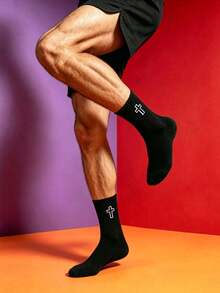 1/5/10/20 Pairs Unisex Cross Sports Socks, Casual Minimalist Style Suitable For Dating And Sports Wear - Multicolor - View 3