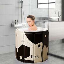 Adult Portable Bathtub, Easy-To-Assemble Foldable Bathtub (31.5"L X 26"), Suitable For Travel, Camping, And Outdoor Activities (Black And White, L) - 1 - View 3