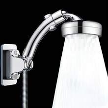 Silver Handheld Shower Head Set With On/Off Button, Flexible Hose And Adhesive Wall Mount, Bathroom Accessory - Shower Head - View 7