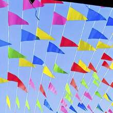 100M/328ft (50 Meters*2pcs) Pennant Banner Flags, 200pcs Flags, Rainbow Triangle Banner Multicolor Nylon Triangle Flag Decoration For Grand Opening Outdoor Celebrations Shops Business Classroom Party - Color - View 9
