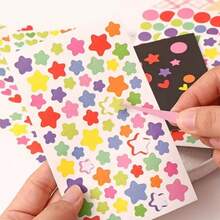 18pcs/Pack Round/Star/Heart Shaped Decorative Stickers, Suitable For DIY Photo Albums, Water Bottles, Phones, Notebooks - Multicolor - View 2