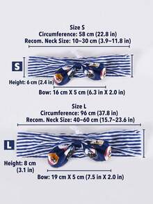 Navy Stripe Print Pet Bandana Set, Cartoon Bib Bowknot Headwear, Versatile Matching Accessories For Cats And Dogs - Multicolor - View 4