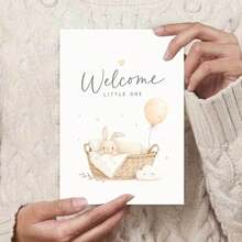 1/3/5 Pcs Cute Sleeping Bunny Greeting Cardgreeting Card, For Welcome To The World Celebrations And Baby Shower Gift Messages Greeting Card - Multicolor - View 5