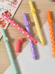 Mixed Color Fluorescent Pens, Quick Drying Scrapbook Outline Pens, Cute Wavy Fluorescent Pens, Suitable For Students And Handmade Drawing Outline Marking Curve Highlighter Pens - Multicolor - View 4