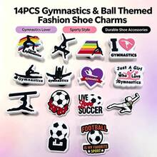 14 piezas de adornos para zapatos de gimnasia y fútbol con estilo enérgico, PVC brillante premium sin olor, adornos multifuncionales para atuendos deportivos diarios de niñas - Multicolor - Ver 1