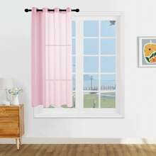 1pc And 2pcs Transparent Curtains/Minimalist Solid Color Transparent Curtains/Top Lock Ring Design/Plain Color Light Filtering Curtains/Light Balance Filtering Sunlight/Living Room Transparent Curtains/Living Room Transparent Curtains/Study Room Transparent Curtains/Cabinet Cover Curtains/Pink Curtains - Baby Pink - View 14