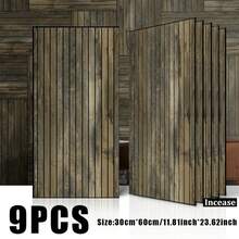 Large Size Detachable Wood Grain Vertical Slat Decorative Wall Panel / Wall Sticker, 30cm*60cm Single Piece Significantly Reduces Seam Gaps, Gentle Low-Residue Design Friendly For Rental Home Renovation, Fully Removable Without Damaging Wall Latex Paint, Vertical Slat Visual Stretch Height, Instantly Removes Oppressive Feeling For Small Apartments - GS-9-piece - View 15