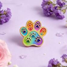 Cute Dog Paw Print Hard Enamel Pin, Lapel Brooch, Animal Paw Metal Badge Decor For Backpack Jacket Hat, Gift For Dog Lovers Gifts - Multicolor - View 6