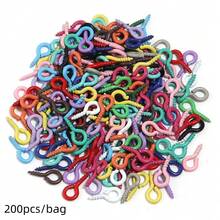 200 buah Konektor Liontin Berulir Paku Keling Mata Domba Besi Warna-warni, Konektor Perhiasan Kasual Aneka Warna untuk Aksesoris Liontin Gelang, Kalung, dan Anting DIY - Sekrup mata domba - View 9