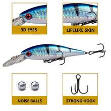 Set Umpan Ikan Kecil Bibir Panjang Mengapung Jarak Jauh, 8 Warna - MultiWarna - View 2