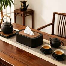1pc Tissue Box, Plastic Tissue Storage Box, Bathroom Tissue Box, Suitable For Bedroom, Office, Living Room (Black) - Multicolor - View 4