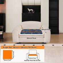 1 Stück Sofakissenbezug im Boho-Stil, verdickter rutschfester Sofabezug, universell für Wohnzimmer, Schlafzimmer und Außenbereich, haustiersicher und fleckenabweisend, Ganzjahres-Sitzkissenbezug für Sofa, geeignet für L-förmige Einzelsessel, Recliner und 1/2/3/4-Sitzer Sofa, neue dekorative Herbst-Edition - Blau - Übersicht 14