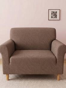 1pc Leaf Jacquard High Elasticity Single Sofa Cover, Elastic Single Sofa Slipcover, Scratch-Resistant Washable Furniture Protector, Suitable For Living Room Home Decor - Brown - View 7