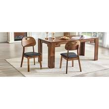 Modern Style Dining Chair Set (2 Pieces) / Oval Solid Wood Dining Chairs With Backrest / Wooden Chairs With Carrying Handles / Upholstered Kitchen Chairs / Suitable For Dining Room And Living Room - 黑色+胡桃木色 - 查看 11