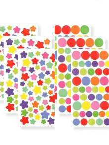 18pcs/Pack Round/Star/Heart Shaped Decorative Stickers, Suitable For DIY Photo Albums, Water Bottles, Phones, Notebooks - Multicolor - View 7