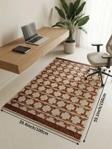 1 buah Karpet Ruang Tamu Geometris Cokelat Kemerahan. Cocok untuk Dapur, Ruang Makan, Kamar Tidur, Dekorasi Liburan, Dalam/Luar Ruangan, Kantor, Lobi, Keset Anti Selip, Karpet Kamar Mandi, Lorong, Karpet Area Belajar/Bermain Game. - Rust Brown - View 17