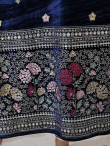 Heavy Beaded Embroidered Arabic Women's 2026 Winter Blue Elegant Dress, JALABIYA Long Sleeve Notch V-Neck, Winter Casual Party Outfit - Royal Blue - View 10