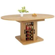Extendable Dining Table With Storage, Multifunctional Table With Removable Shelves, Space-Saving Kitchen Table For Small Rooms And Dining Rooms, MDF Tabletop, Natural Brown. - 棕色 - 查看 1