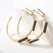 Vintage Carved Geometric Large Hoop Earrings For Women, Vacation Gift - Gold - View 4