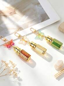 1pc Mini Butterfly Keychain Empty Refillable Perfume Roller Ball Bottle, Luxury Gold Embossed Essential Oil Roller Bottle, Portable Travel Pocket Size Cute Pendant Keychain, Cosmetic Sample Storage, Birthday Gift For Her, Travel Essential - Multicolor - View 2