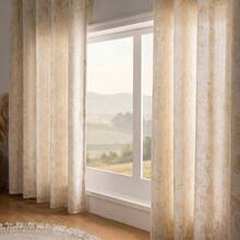 1 Stück elegante französische Landhaus-Vorhänge mit Blumen-Jacquard für Schlafzimmer und Wohnzimmer, beige Chenille-Vorhänge mit Streifen-Jacquard für Schlafzimmer, Wohnzimmer, Arbeitszimmer, Kinderzimmer und Balkon, thermisch isoliert - Beige - Übersicht 3