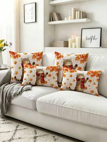 2 buah Sarung Bantal Kucing Lucu untuk Dekorasi Rumah, Berbagai Ukuran, Cocok untuk Dekorasi Rumah Gaya Pedesaan, Sarung Bantal Kamar Tidur, Sarung Bantal Sofa Ruang Tamu (Isi Bantal Tidak Termasuk) - MultiWarna - View 7
