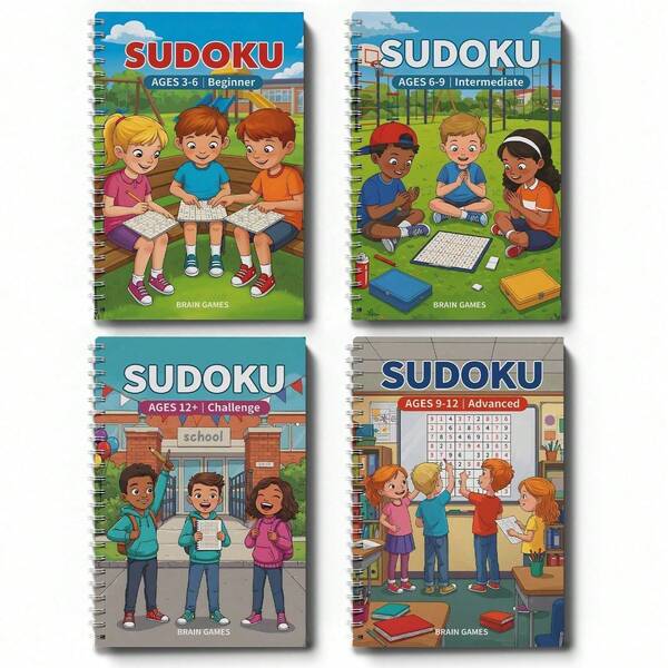 Libro de Juegos de Sudoku para Niños, Desafíos Lógicos Divertidos para Entrenamiento de Enfoque, Libro Único con Un Rompecabezas por Página, Disponible para Edades 3-6 6-9 9-12 12+