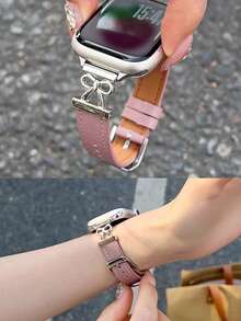 1 PC PU Loop Compatible With Apple Watch Band Women 38mm 40mm 41mm 42mm 44mm 45mm 46mm 49mm Strap Series 11/10/9/8/7/6/5/4/3/2/1 SE Ultra - Pink - View 1