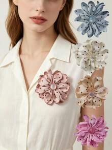Ocean Heart Summer Refreshing Fabric Chrysanthemum Handmade Women's Brooch Corsage, Daily Accessory For Dresses - Roses - View 1