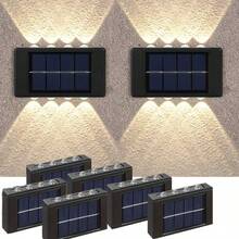 戶外太陽能壁燈 8LED/10LED（白光、暖光）家用戶外照明燈具 太陽能凸透鏡上下照壁燈 適用於圍欄、柱子、停車場、車庫、花園及其他裝飾 1件/2件/6件 - 凸鏡壁燈 - 查看 19