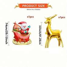 2pcs Gold Reindeer Christmas Decoration Old Man Sleigh Shaped Aluminum Foil Christmas Decoration Balloon Set - View 4