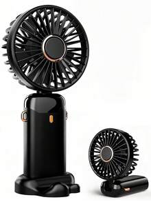 USB Portable Mini Fan With Digital Display, Quiet 800mAh Rechargeable, 3-In-1 Handheld Neck Hanging Desktop Cooling Fan For Office, Dorm, Outdoor Camping, 90° Foldable Base - Multicolor N15 - View 11