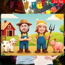 2D Flat Banner, 1pc Farm Fun Photo Frame Party Banner, Polyester Pastoral Animal Pattern Photo Booth Prop Banner, Suitable For Role Play, Costume Party, Home Celebration, Birthday Game Party - Multicolor - View 6