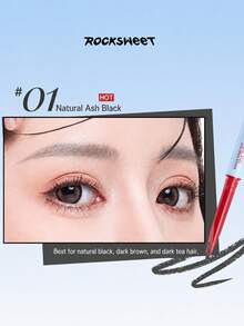 ROCK SWEET Ultra-Fine Eyebrow Pencil, Waterproof And Smudge-Proof, One-Stroke Definition, Suitable For Beginners, 1+1 Large Capacity, 2 Colors Available - 01#Natural Grey Black - View 1